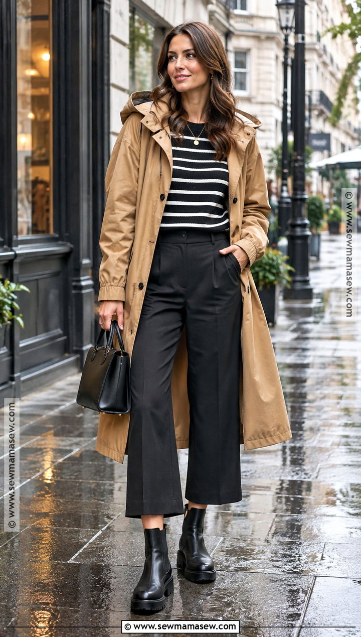 Fall Rainy Day Wide Leg Pants Outfit - 20 cute rainy day outfit fall ideas