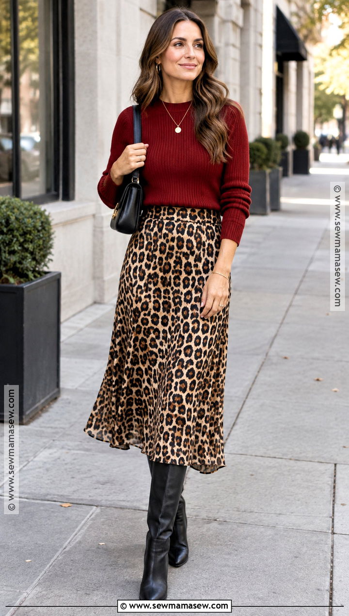 Fall Red Knit And Leopard Skirt Outfit - 15 fall 2026 womens fashion ideas
