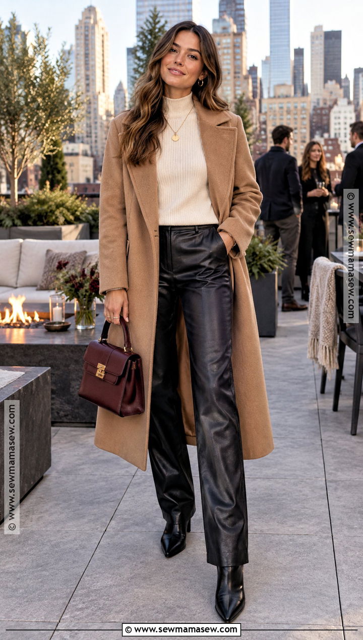Fall Rooftop Outfit With Leather Pants - 15 fall rooftop outfit ideas
