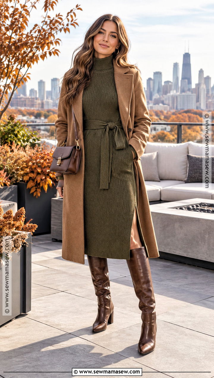 Fall Rooftop Outfit With Sweater Dress - 15 fall rooftop outfit ideas