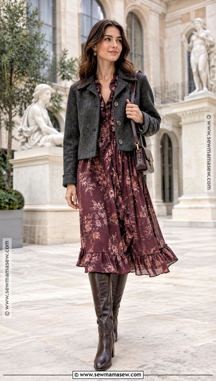 Fall Ruffled Midi Dress Outfit - 25 fall 20 fashion trends