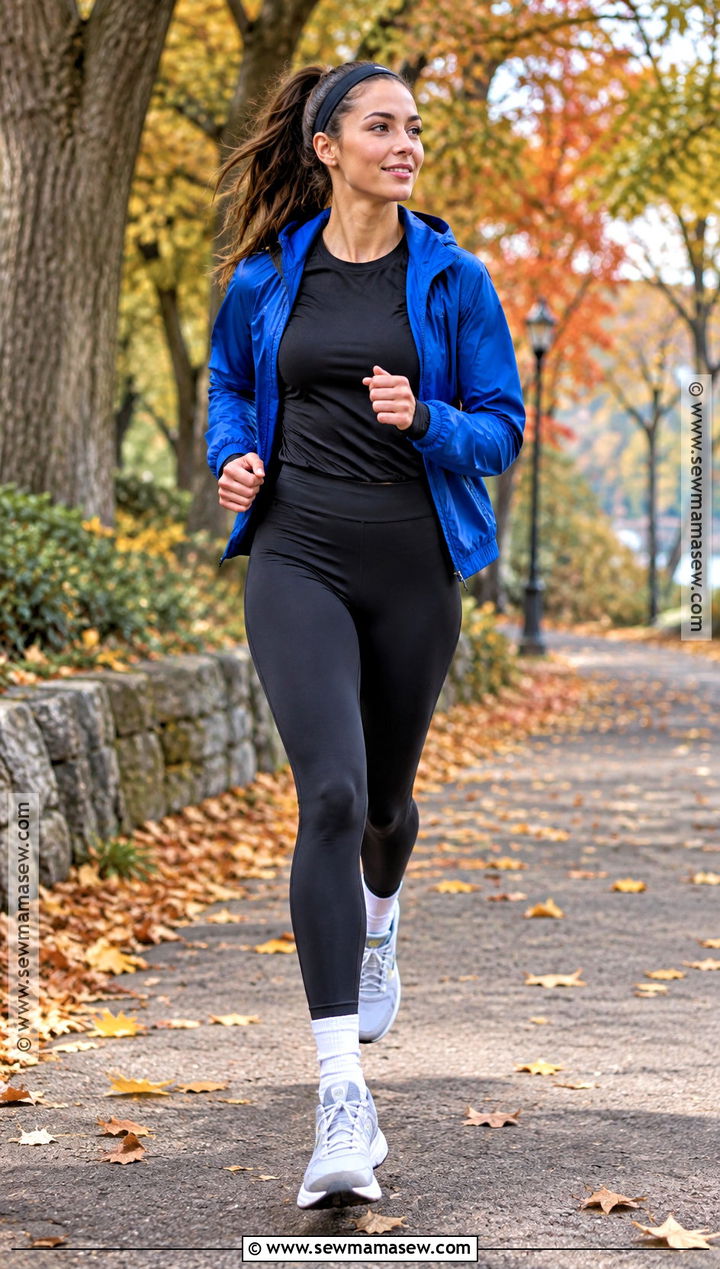 Fall Running Outfit With Leggings And A Windbreaker - 15 fall fitness clothes