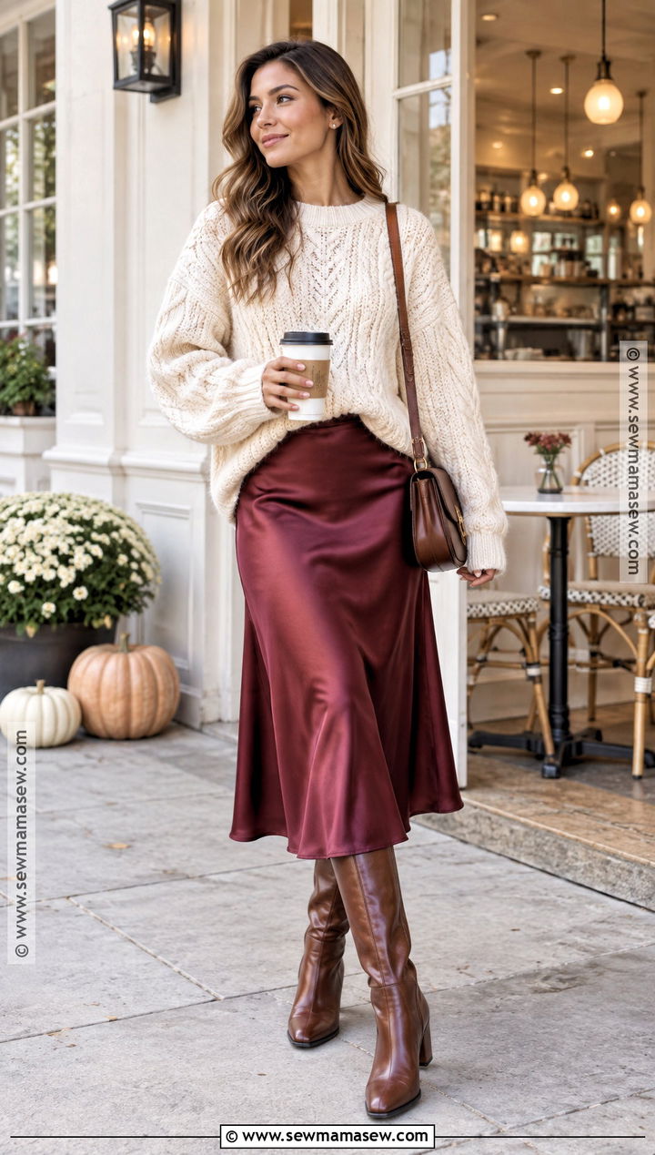 Fall Satin Skirt Outfit - 25 fall 20 fashion trends