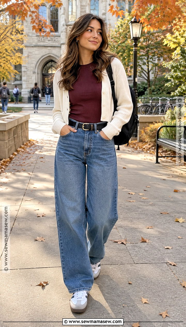 Fall School Outfit With Barrel Jeans - 25 Fall School Fits