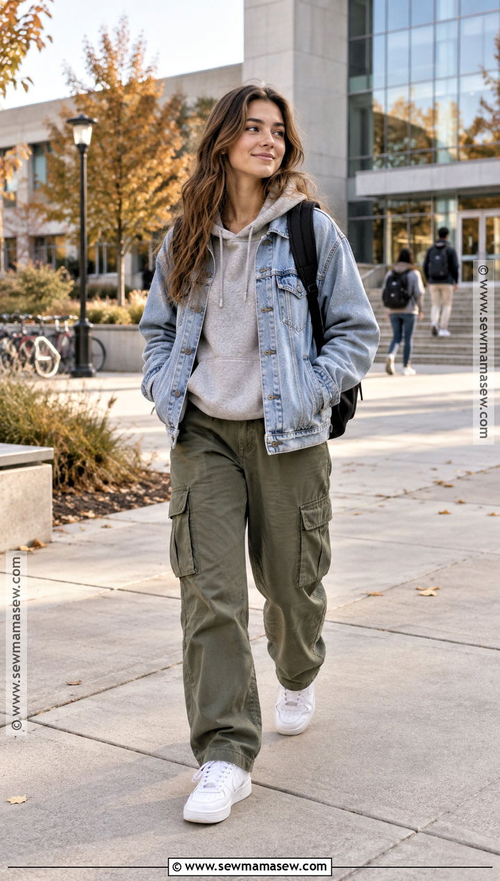 Fall School Outfit With Hoodie And Cargo Pants - 15 fit inspo for school outfits fall