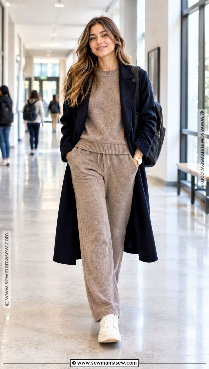 Fall School Outfit With Matching Knit Set And Sneakers - 15 fit inspo for school outfits fall