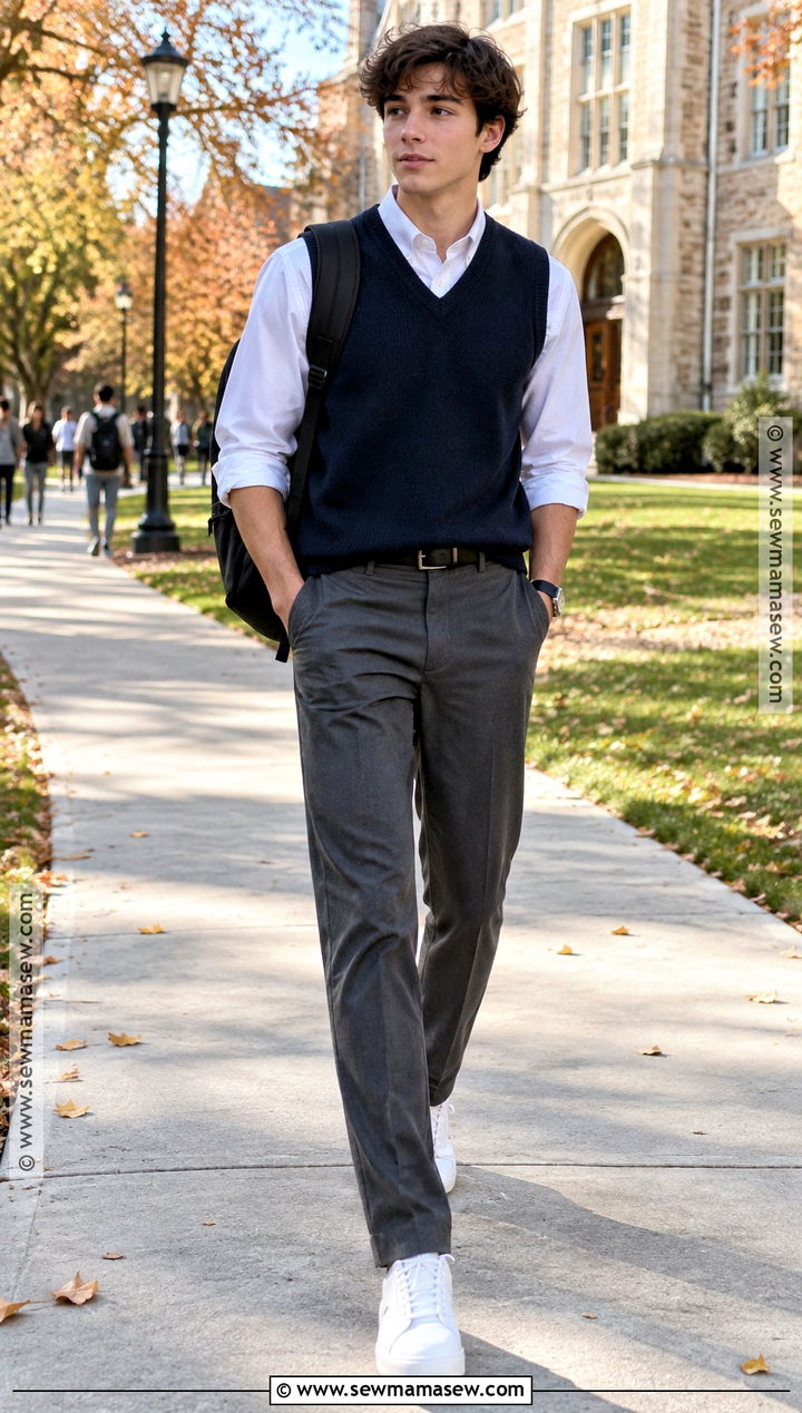Fall School Uniform With Sweater Vest And Trousers - 15 fall school uniform inspiration ideas