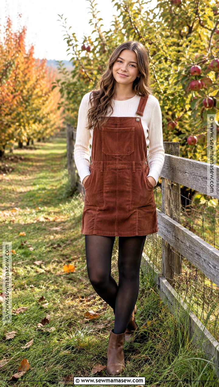 Fall Senior Photo Corduroy Dress And Fitted Sweater - 15 fall senior photo outfit ideas