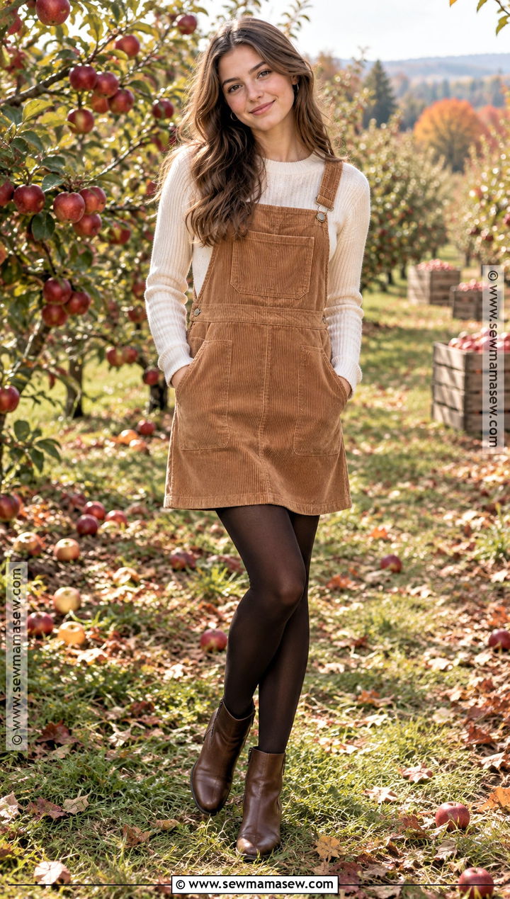 Fall Senior Picture Overall Dress And Fitted Sweater Outfit - 15 fall senior pic outfit ideas