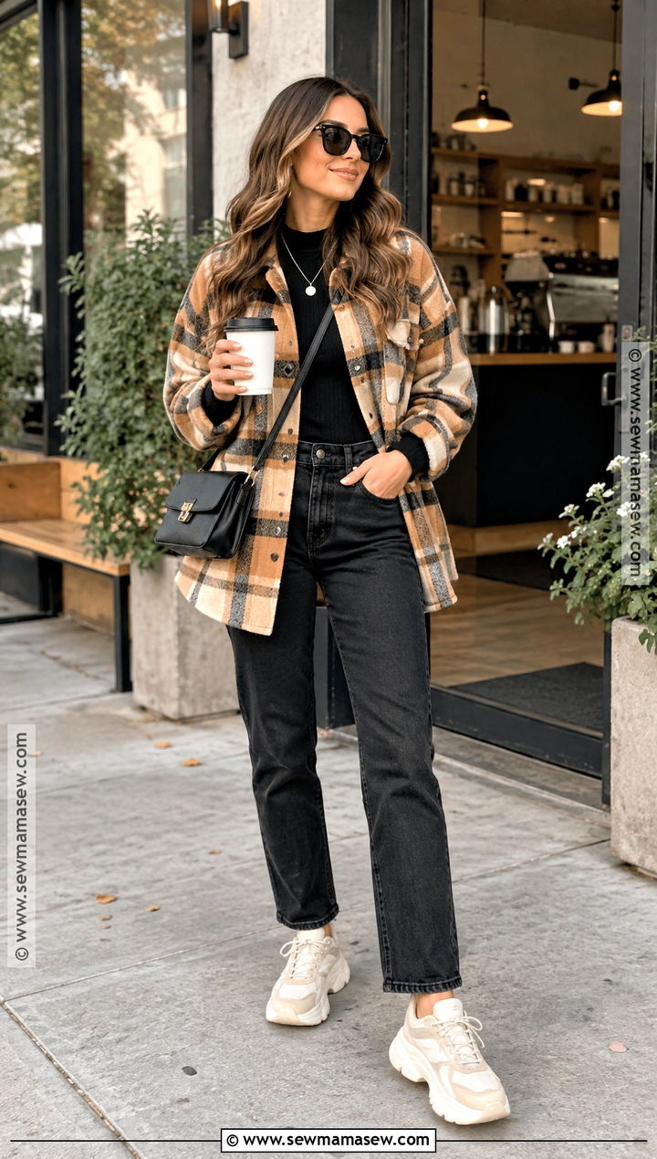 Fall Shacket And Black Jeans Outfit - 20 fits for fall