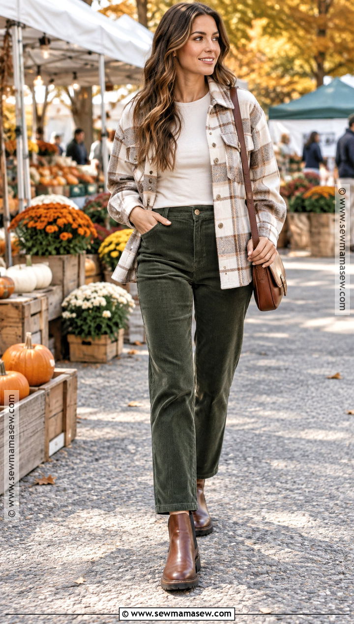 Fall Shacket And Corduroy Pants Outfit - 15 Clothes In Fall