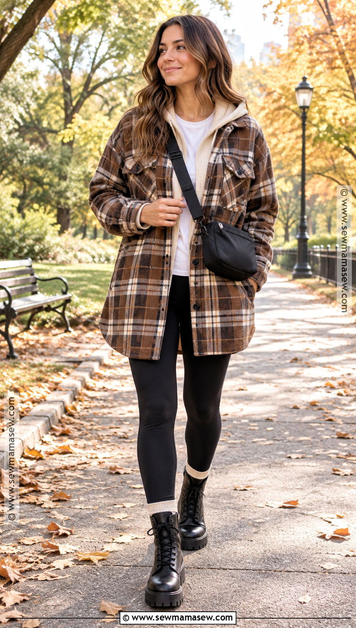 Fall Shacket And Leggings Outfit - 25 Fall Layering Outfits
