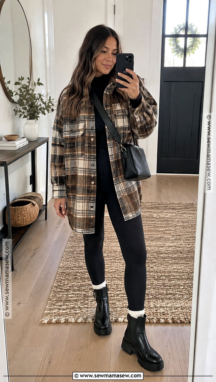 Fall Shacket And Leggings Outfit - 25 fall vibes outfit ideas