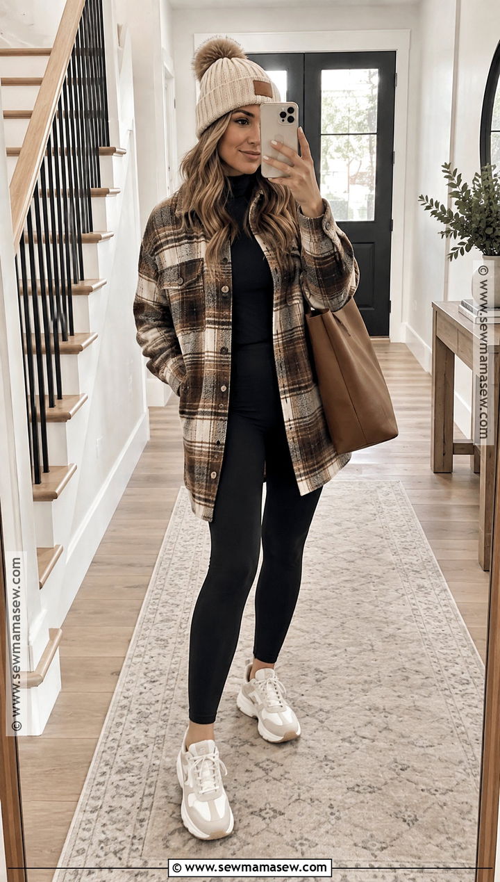 Fall Shacket And Leggings Outfit - 15 fall autumn clothes