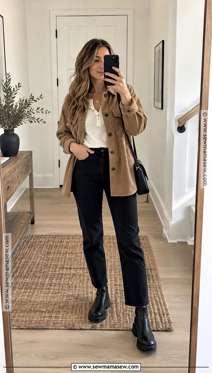 Fall Shacket and Black Jeans Outfit - 20 fall layers