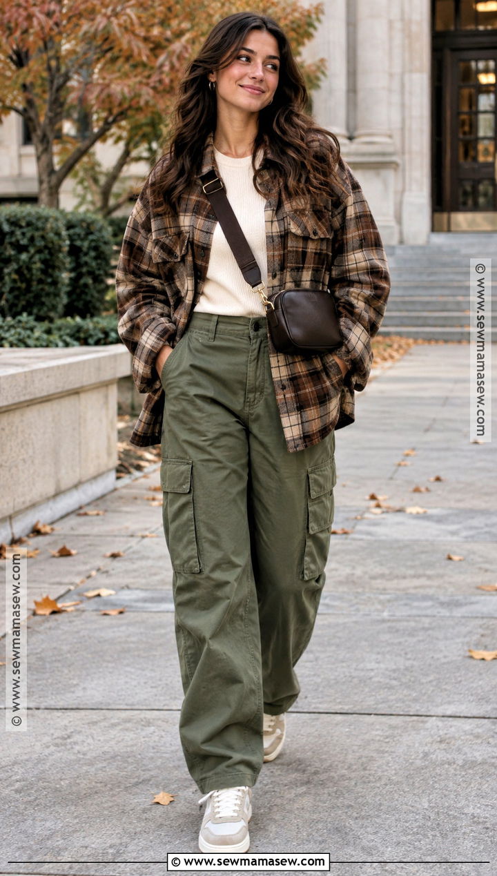 Fall Shacket and Cargo Pants Outfit - 20 Outfit For Fall Ideas for Women