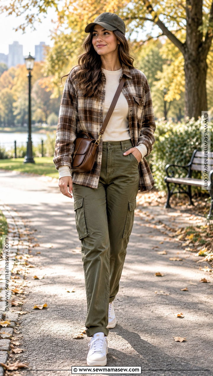Fall Shacket and Cargo Pants Outfit - 15 Budget Capsule Wardrobe Fall Ideas