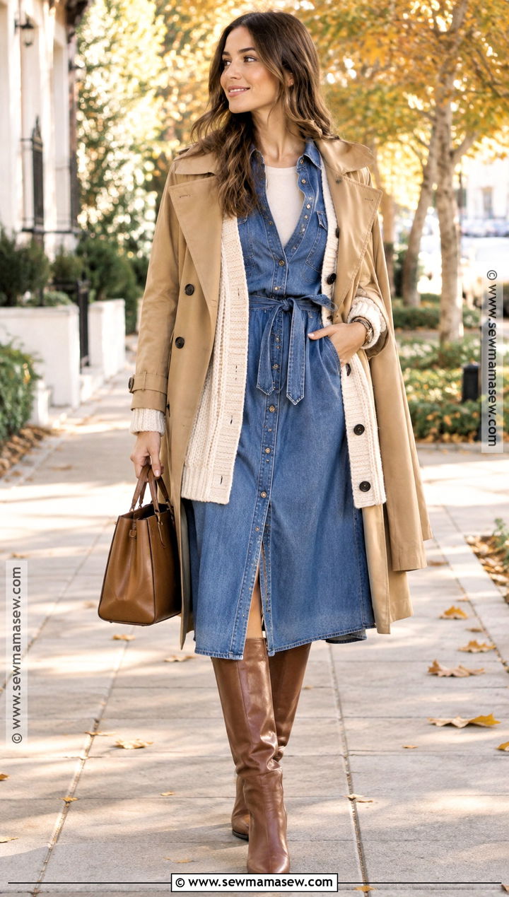 Fall Shirt Dress And Cardigan Outfit - 25 layering outfits fall