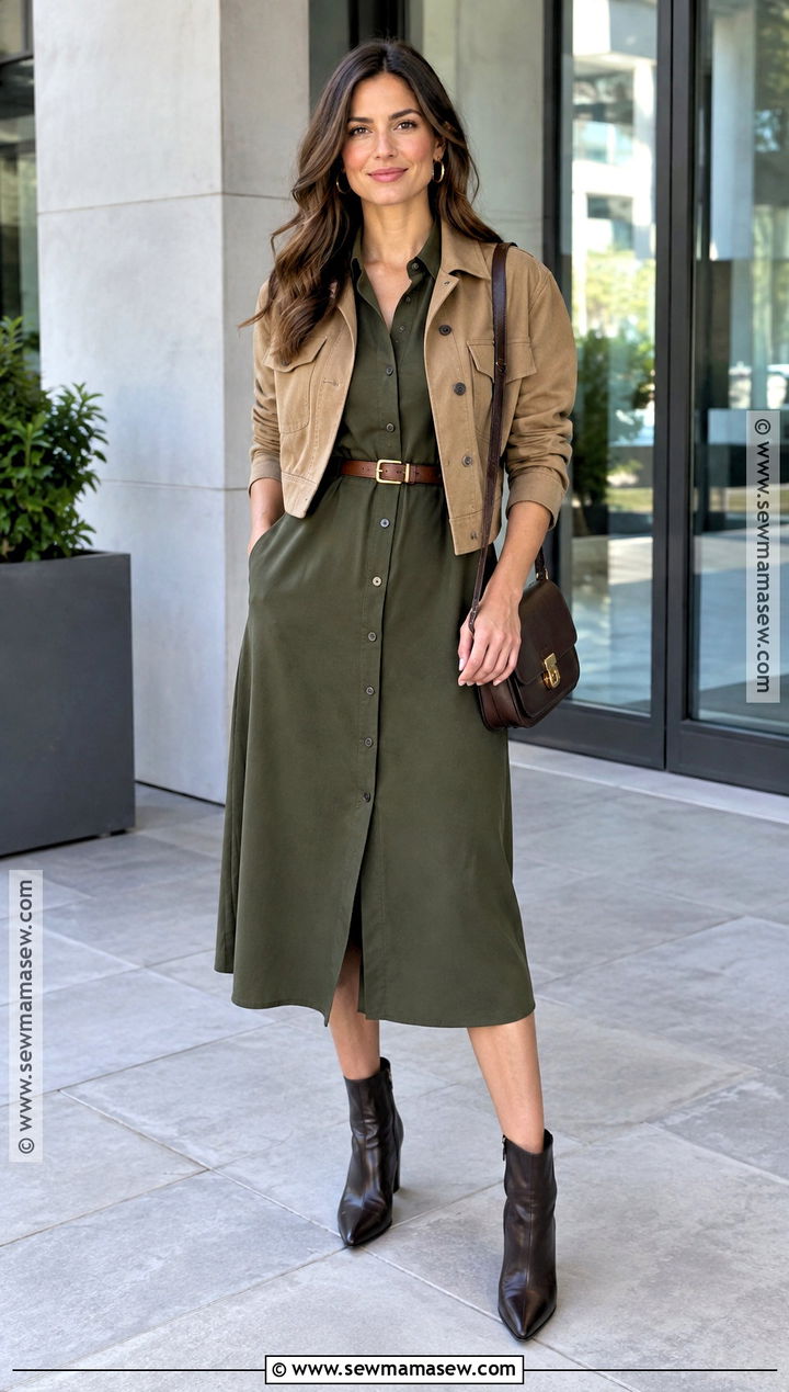 Fall Shirt Dress and Ankle Boots Outfit - 30 fall fits