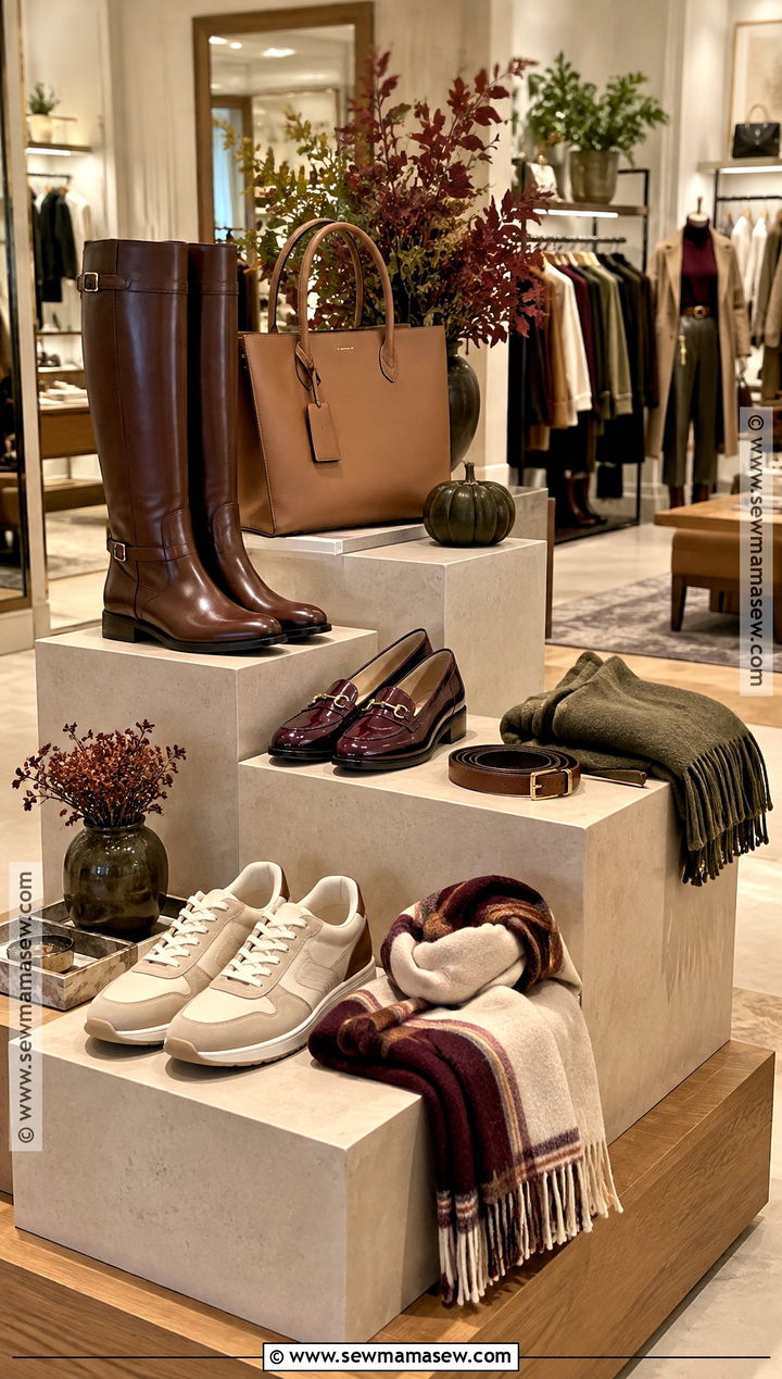 Fall Shoe Display With Accessories - 15 Fall Shoe Collection Display Ideas