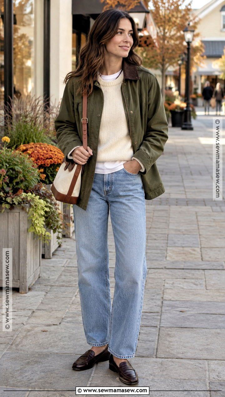 Fall Shopping Outfit With Barn Jacket And Barrel Jeans - 25 fall shopping outfit ideas