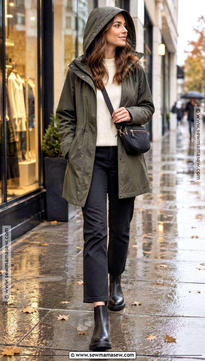Fall Shopping Outfit With Raincoat And Waterproof Boots - 25 fall shopping outfit ideas