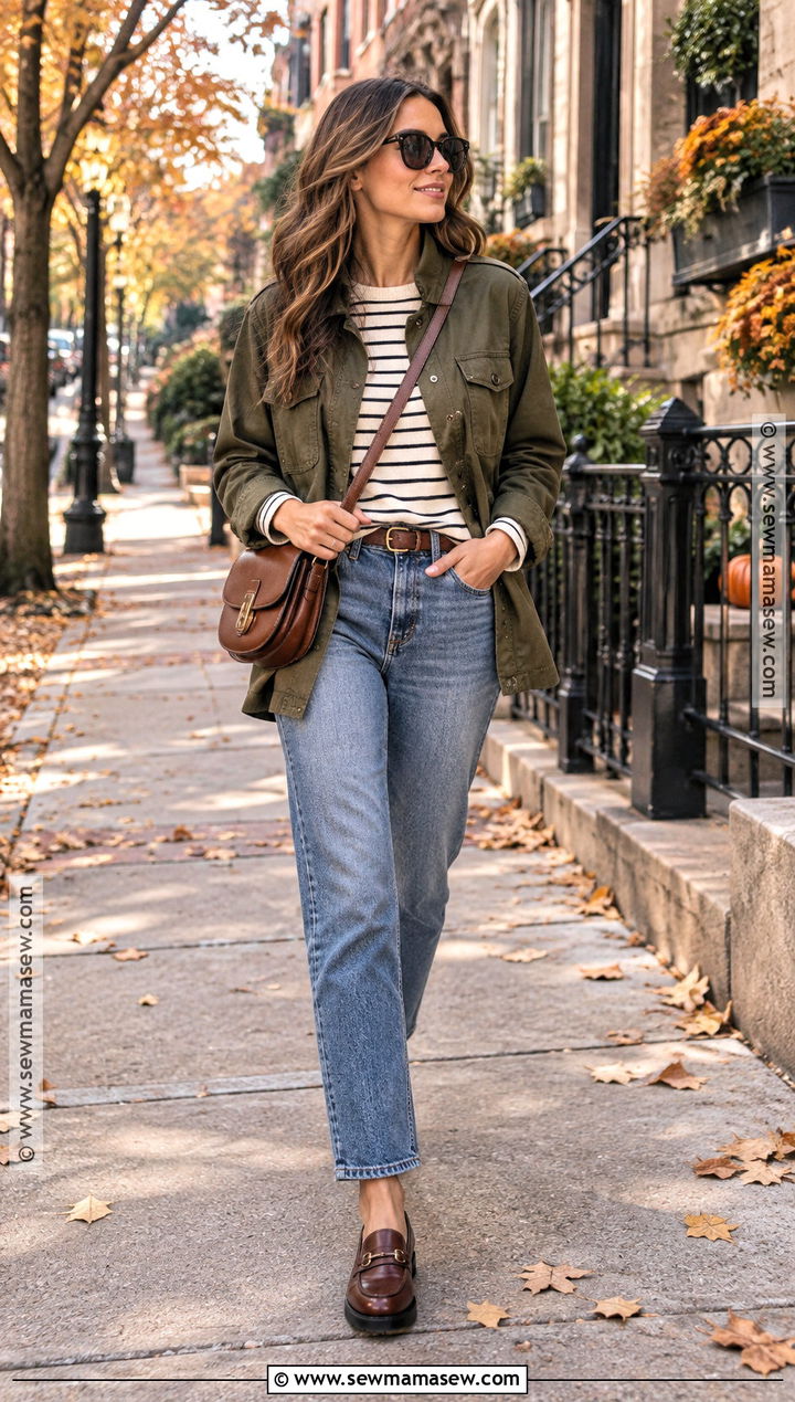 Fall Sightseeing Outfit With Jeans and Loafers - 20 Fall Travel Outfits for Women