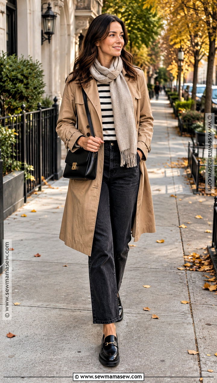Fall Sightseeing Outfit With Striped Shirt And Jeans - 20 fall travel wardrobe ideas