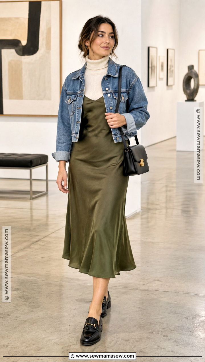 Fall Slip Dress With Turtleneck - 15 Casual Dress For Fall Ideas