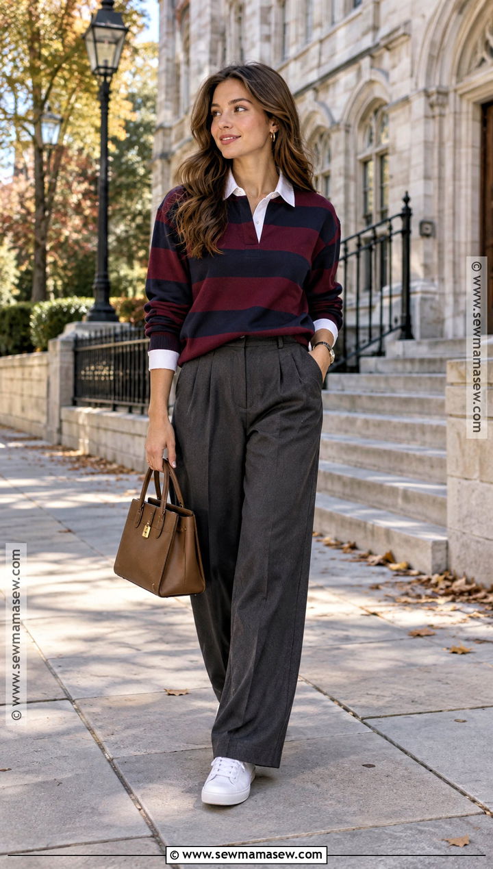 Fall Street Style Rugby Shirt And Trousers Outfit - 15 street style fall ideas 2026