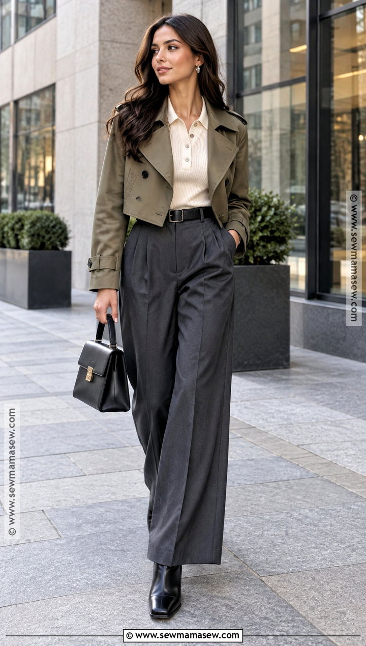 Fall Streetwear Outfit With Cropped Trench And Pleated Pants - 15 fall fit inspo streetwear ideas