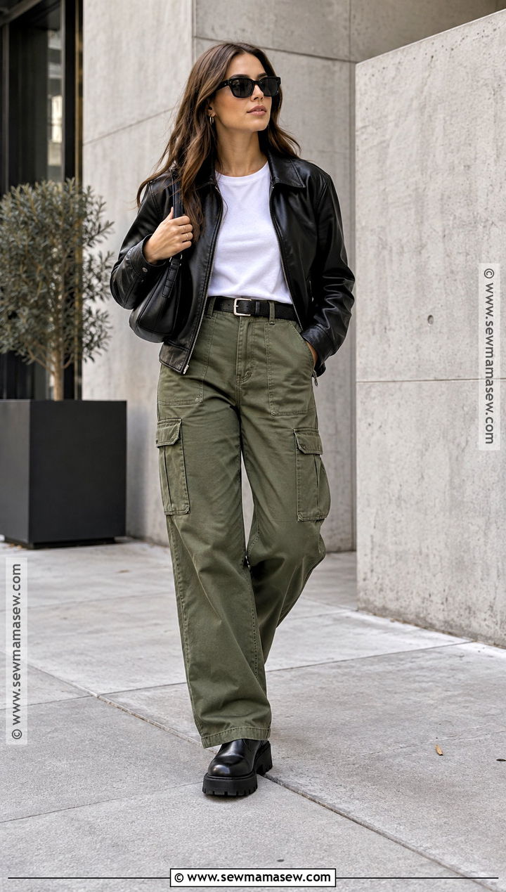 Fall Streetwear Outfit With Leather Jacket And Utility Pants - 15 fall fit inspo streetwear ideas