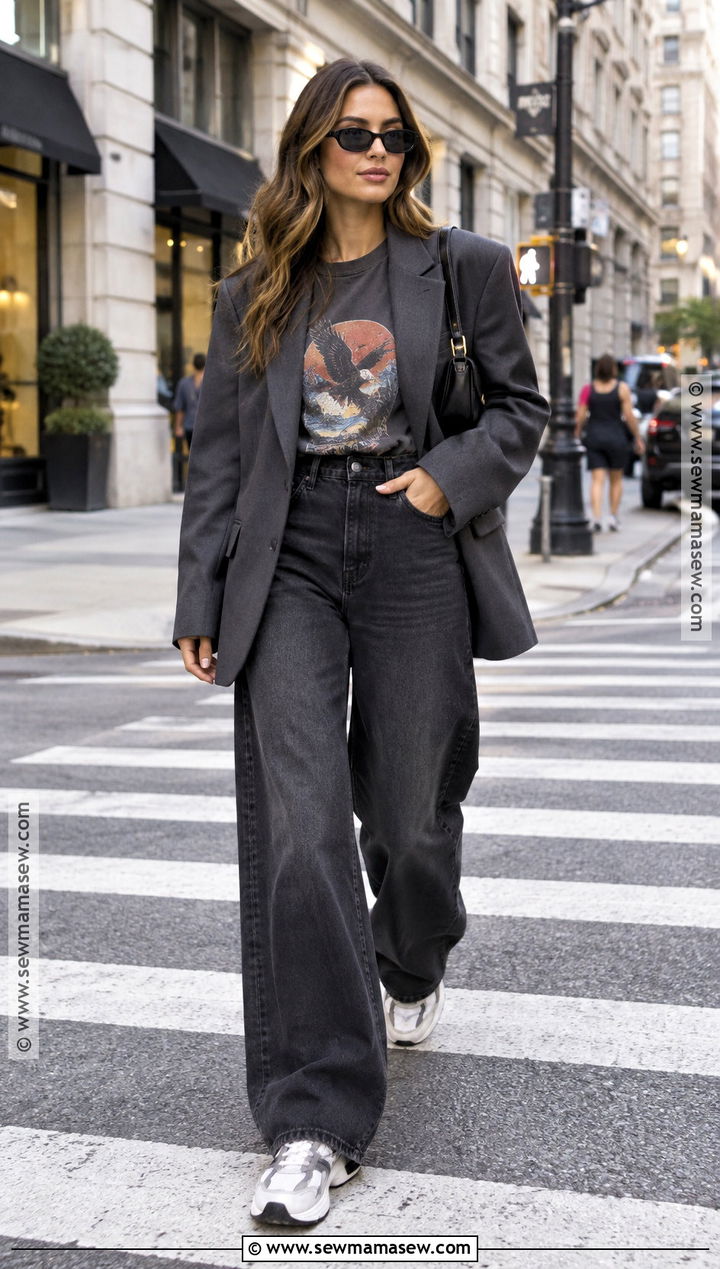 Fall Streetwear Outfit With Oversized Blazer And Graphic Tee - 15 fall fit inspo streetwear ideas