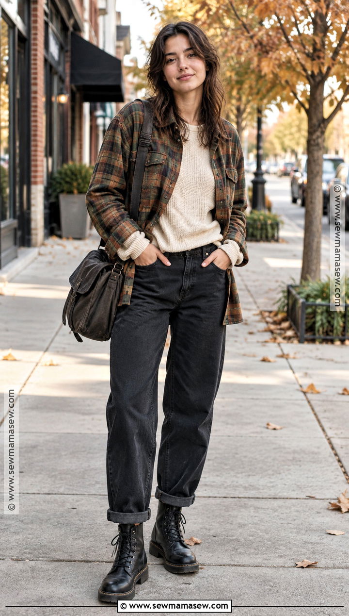 Fall Streetwear Outfit With Plaid Overshirt And Black Jeans - 15 fall fit inspo streetwear ideas