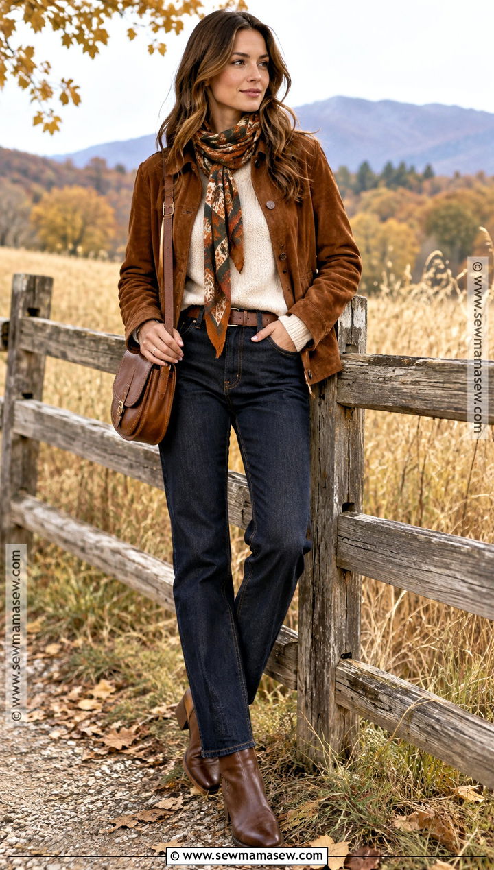 Fall Suede Jacket And Dark Jeans Photoshoot - 20 fall fashion photoshoot ideas