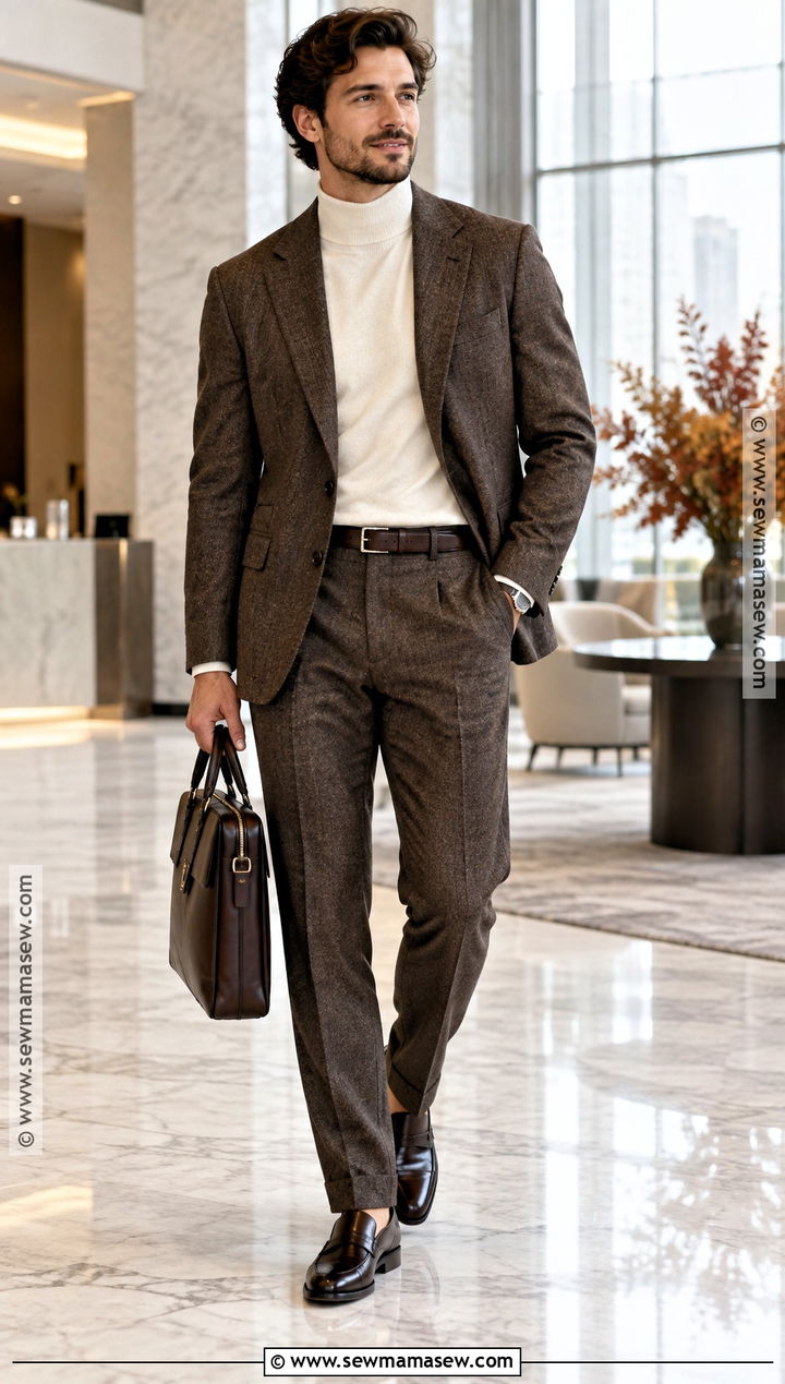 Fall Suit And Fine Knit Outfit - 20 fall outfit ideas for men