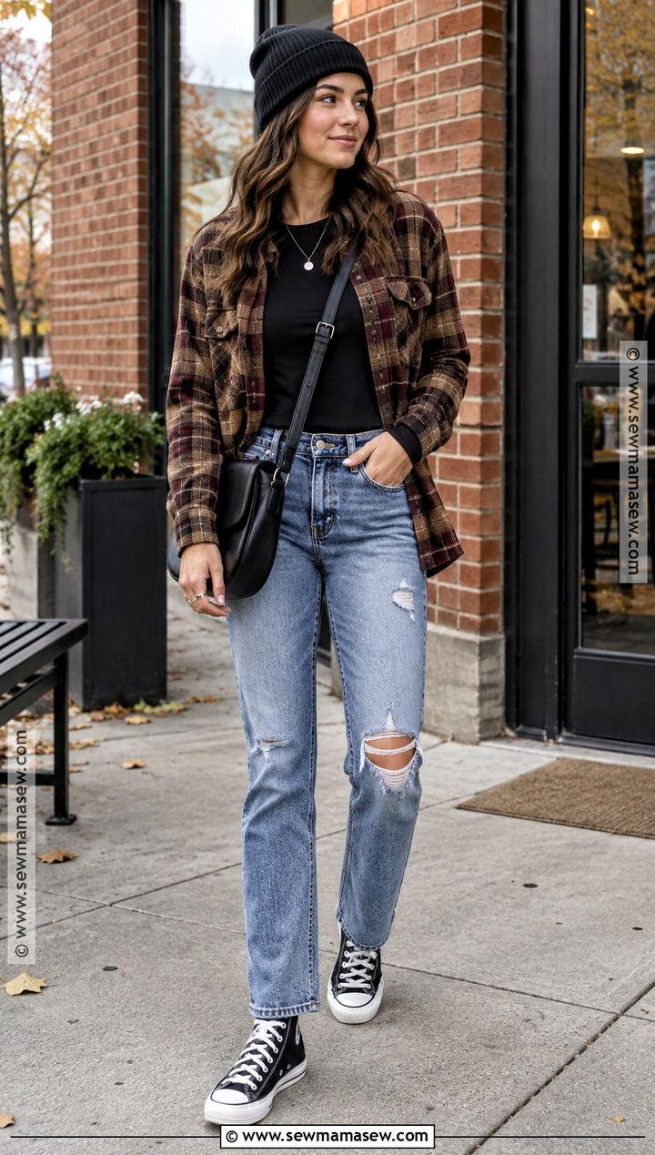 Fall Swag Outfit With Plaid Shirt - 20 Cute Swag Outfits Fall