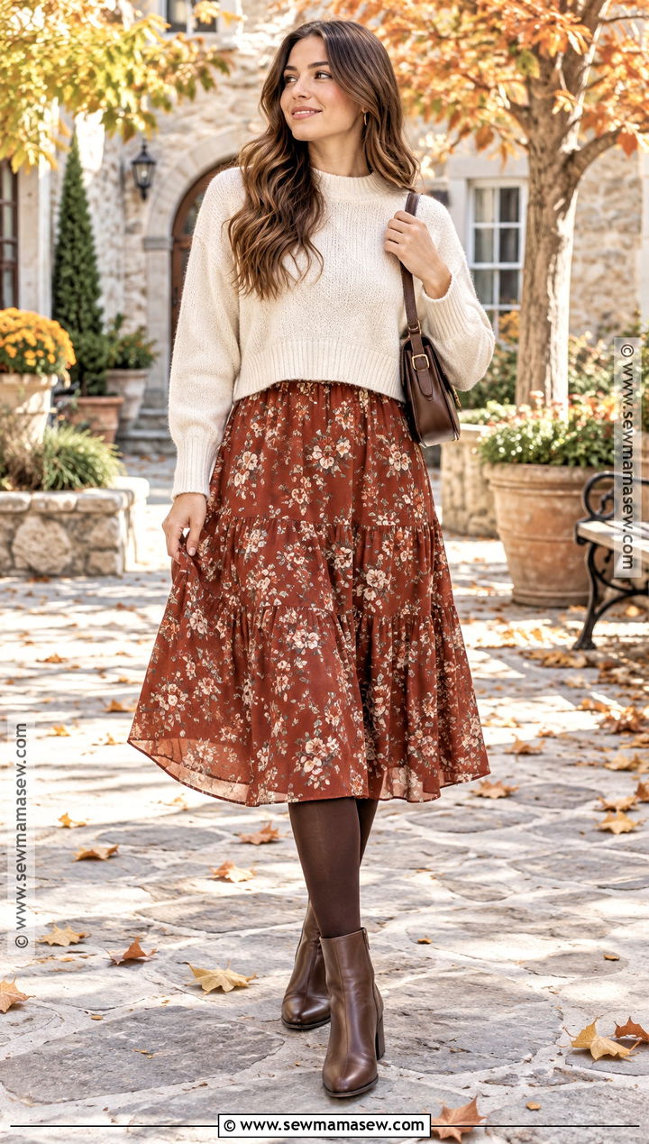Fall Sweater Over Dress Outfit With Ankle Boots - 25 Fall Layering Ideas