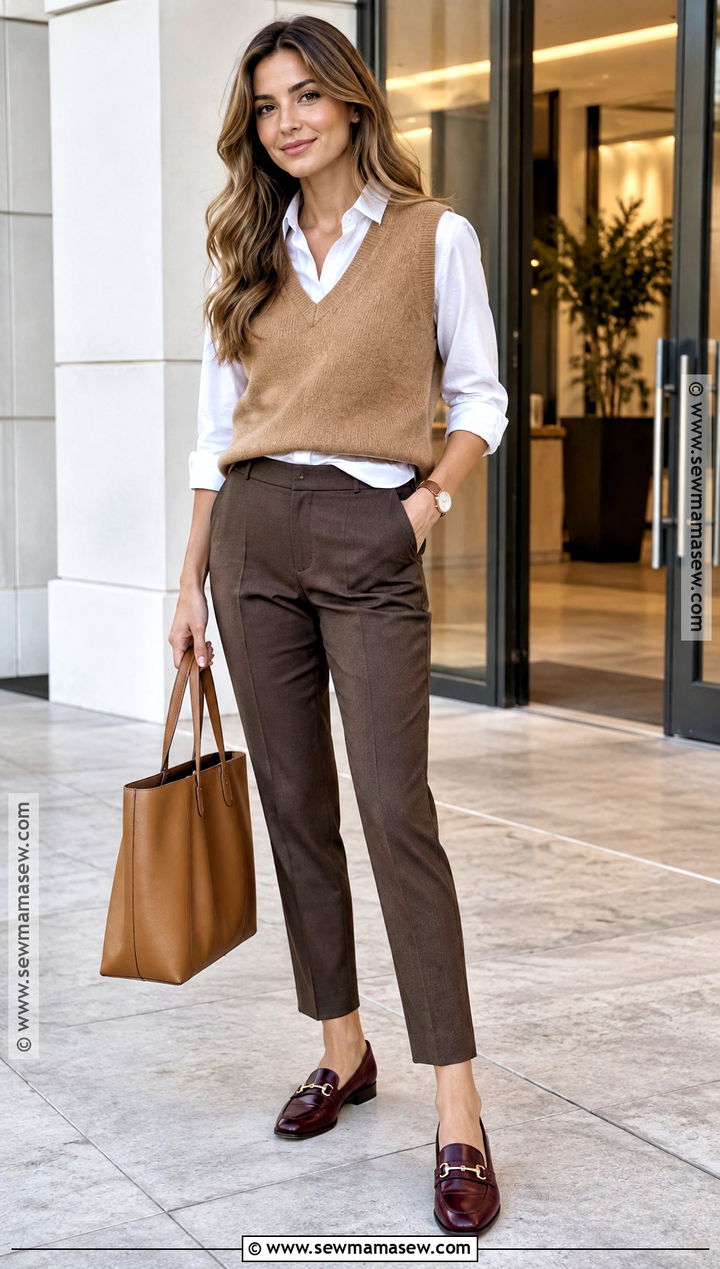 Fall Sweater Vest and Button Down Outfit - 20 fall layers