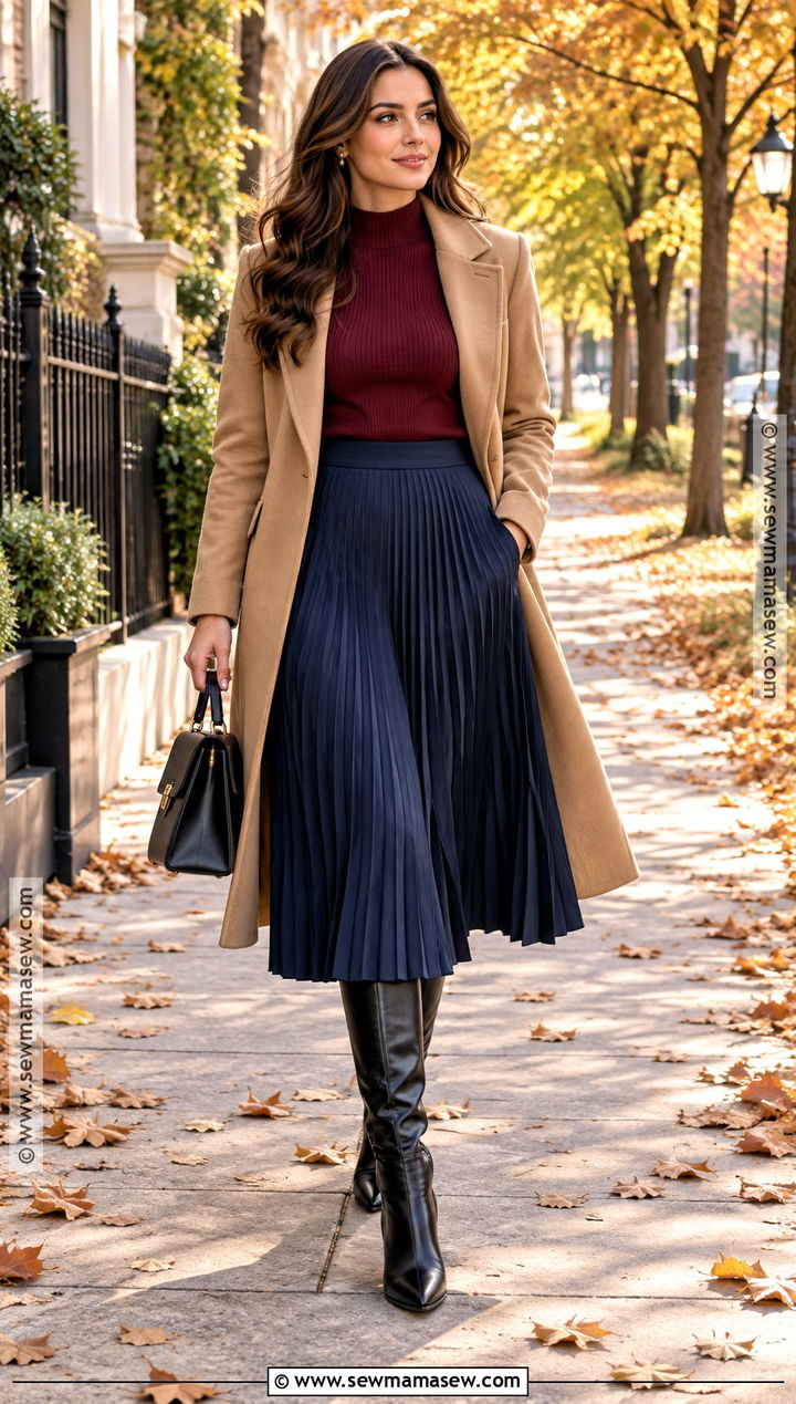 Fall Sweater With Pleated Skirt - 20 Fall Outfit Sweater Ideas