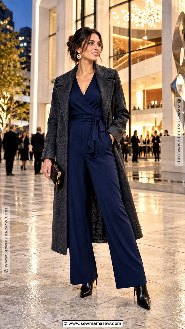 Fall Theater Date Outfit With Jumpsuit And Heeled Boots - 20 fall date outfit ideas