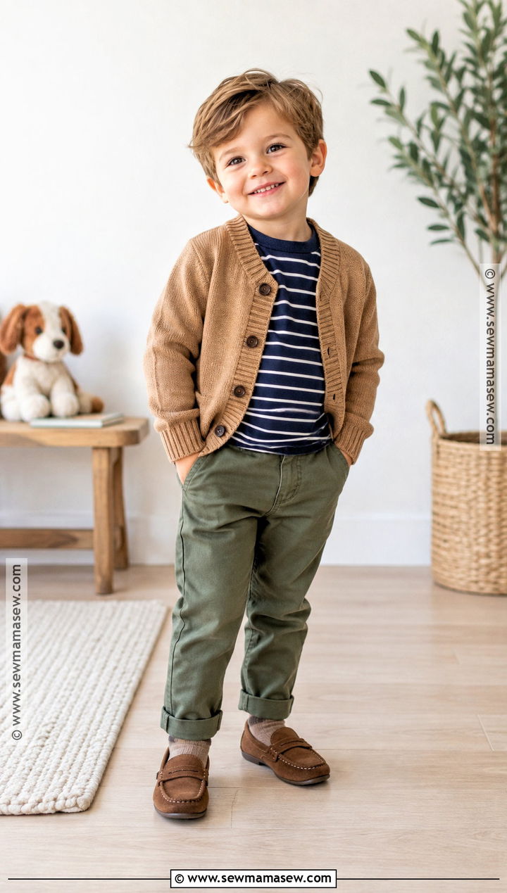 Fall Toddler Boy Cardigan And Pull On Pants Outfit - 20 fall toddler outfits for boys