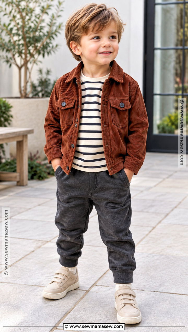 Fall Toddler Boy Corduroy Jacket And Joggers Outfit - 20 fall toddler outfits for boys