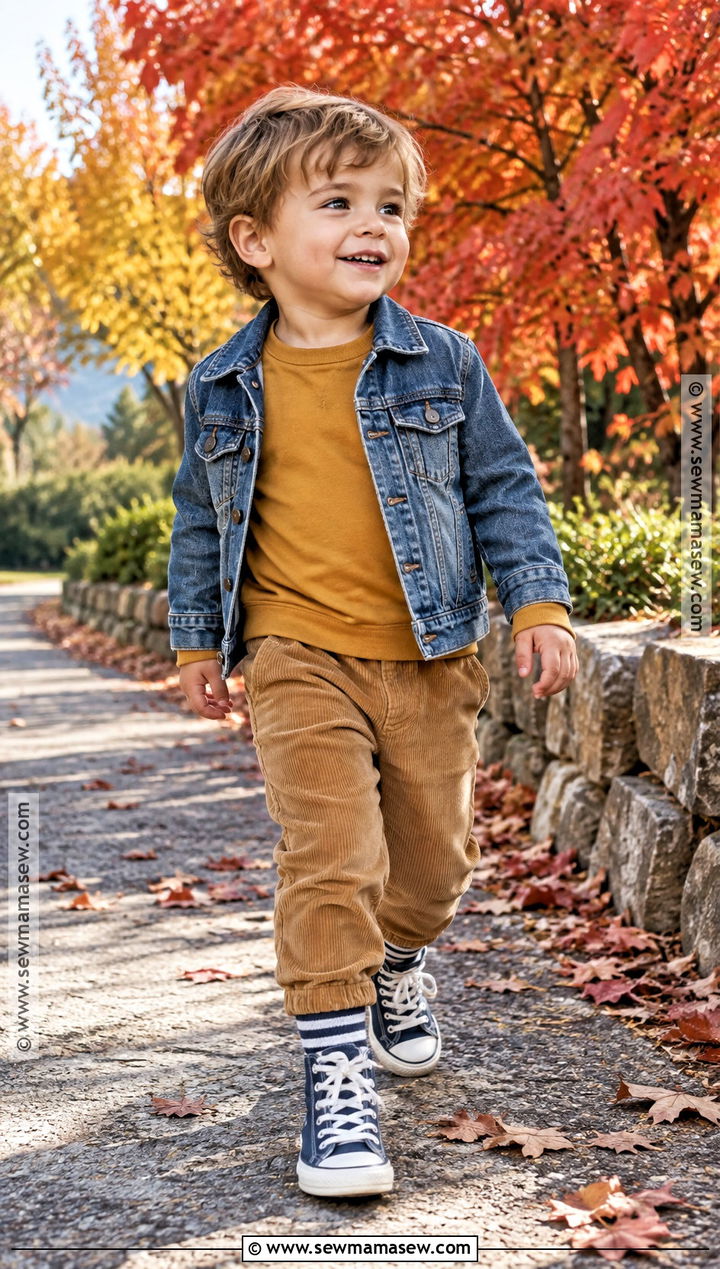 Fall Toddler Boy Denim Jacket And Corduroy Pants Outfit - 20 fall toddler outfits for boys