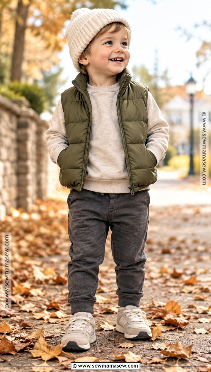 Fall Toddler Boy Puffer Vest And Sweatshirt Outfit - 20 fall toddler outfits for boys