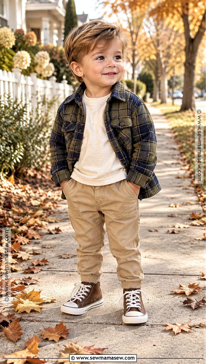 Fall Toddler Boy Shacket And Khaki Pants Outfit - 20 fall toddler outfits for boys