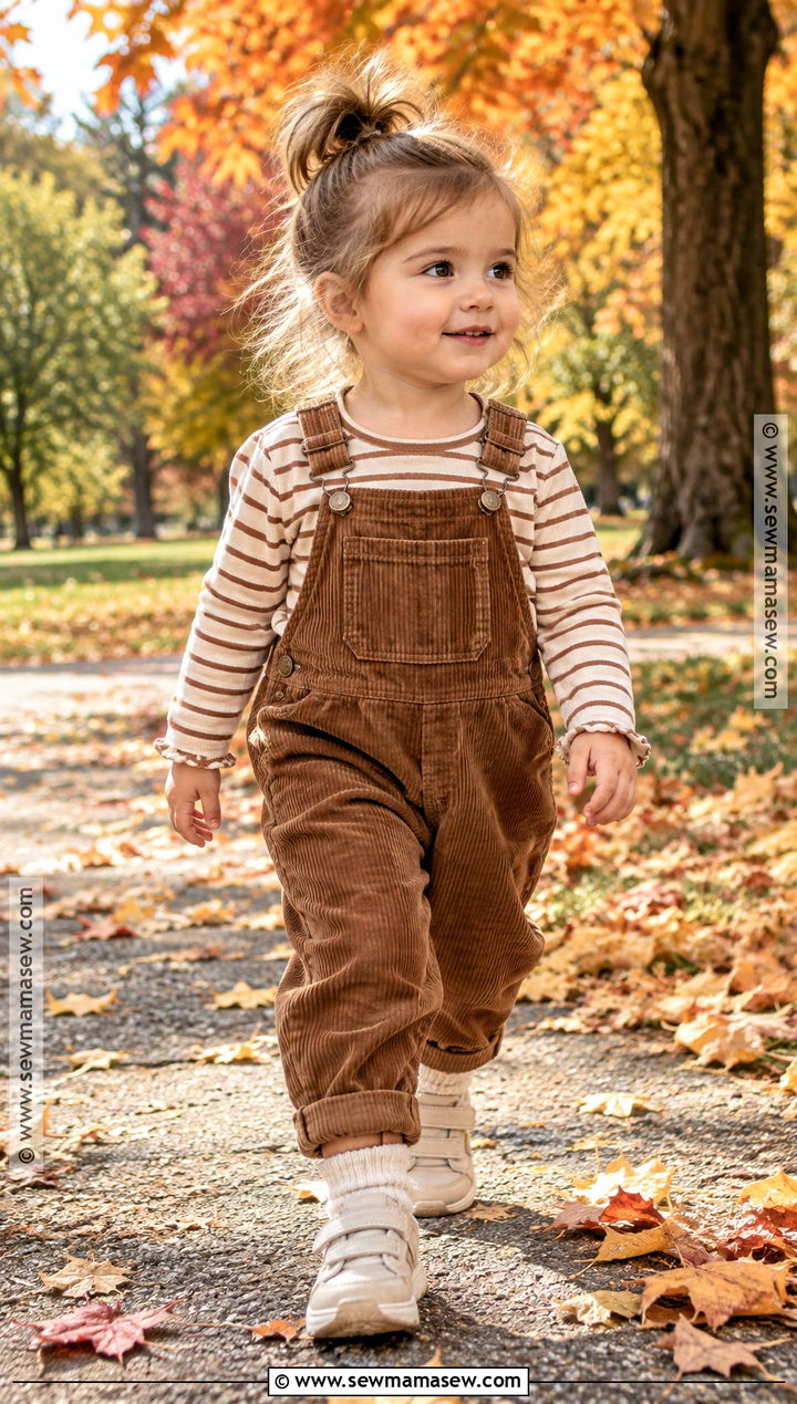 Fall Toddler Girl Corduroy Overalls And Striped Shirt Outfit - 15 fall toddler girl outfits