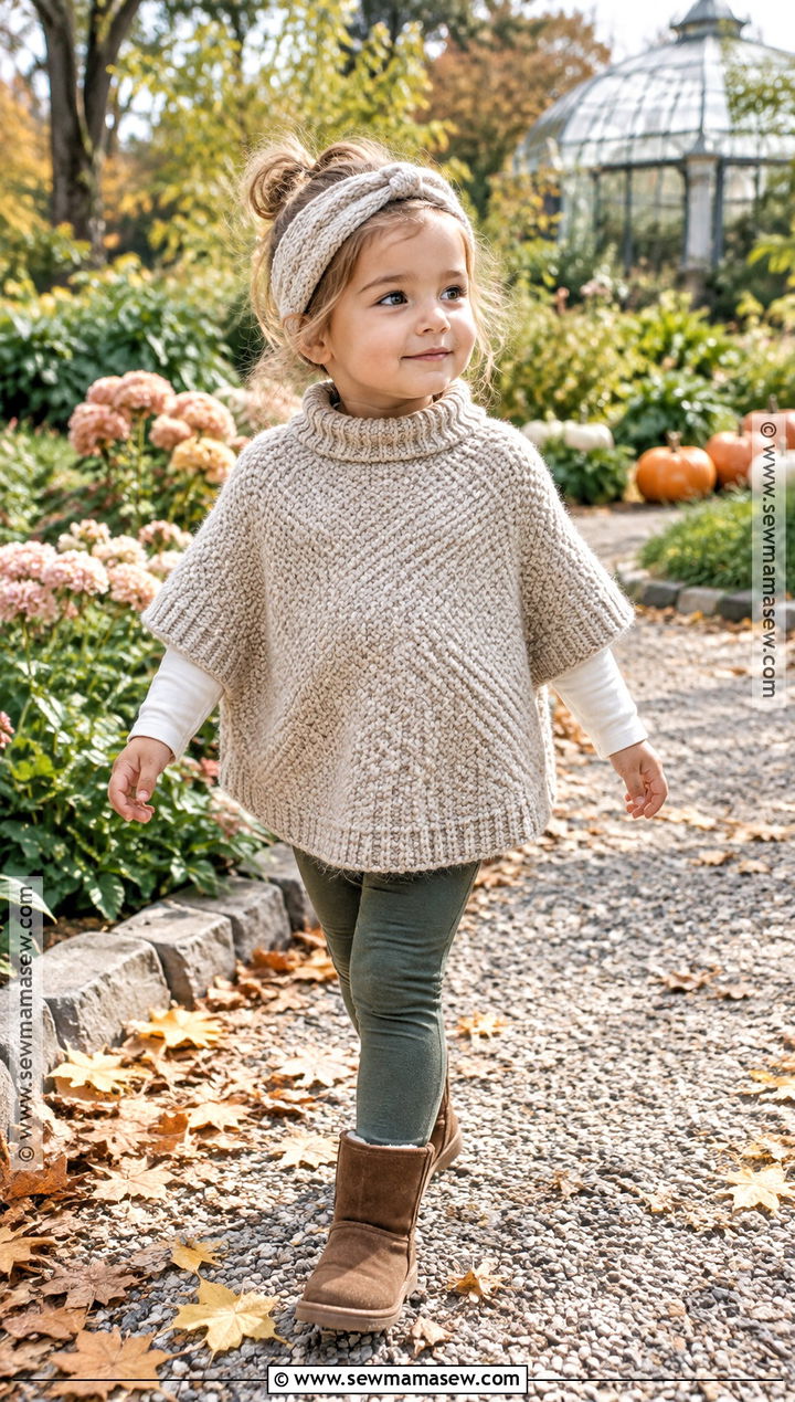 Fall Toddler Girl Knit Poncho Leggings And Boots Outfit - 15 fall toddler girl outfits