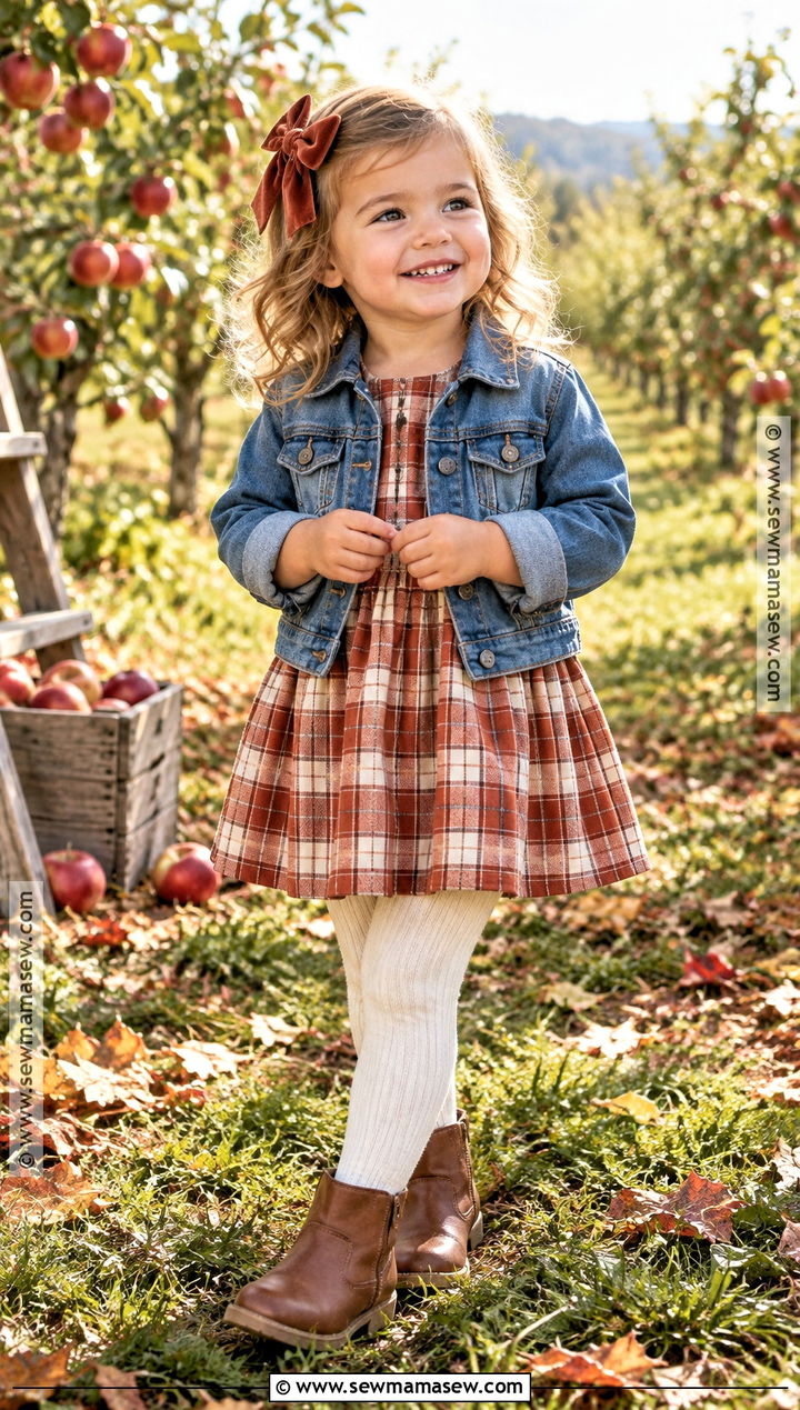 Fall Toddler Girl Plaid Dress And Denim Jacket Outfit - 15 fall toddler girl outfits