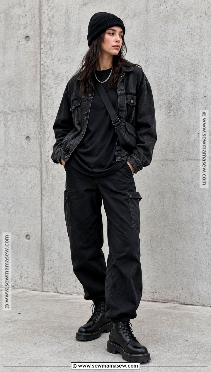 Fall Tomboy Monochrome Black Outfit - 20 Fall Tomboy Outfits